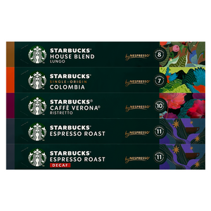 스타벅스 캡슐커피 네스프레소 호환 5종 세트 50캡슐 하우스블렌드 콜롬비아 베로나 에스프레소 디카프, 5개, 5.7g, 10개입