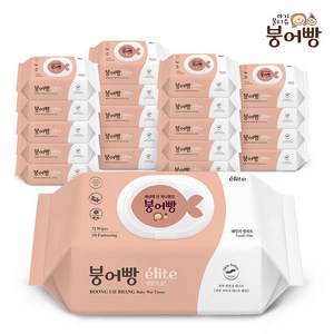 붕어빵 아기물티슈 엘리트 패밀리 엠보 캡형 72매 / 평량 65gsm, 65g, 72개입, 20개