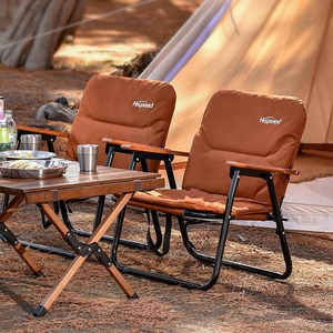 하이스핏 폭넓은 캠핑의자 2개 세트 캠핑장 접이식 의자 피크닉 차박, 2p, 브라운 쿠션체어