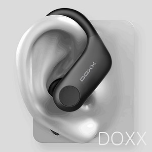 DOXX 블루투스 이어폰 완전 무선 귀걸이형 이어버드 운동용 스포츠형 헬스장 DX-RING7 사은품증정, 블랙