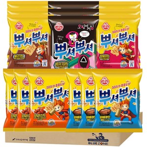 [블루존] 뿌셔뿌셔 5종 1344g ( 양념치킨90g x3+떡볶이90g x3+불고기90g x3+바베큐90g x3+버터구이오징어맛88g x3), 1.344kg