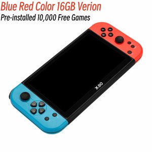 레트로 오락실 추억의게임 휴대용 레트로 아케이드 게임기 80GB 대형 스크린 7 인치 휴대용 게임 콘솔 PS1/MAME 비디오 게임용 11000 무료 게임, 01 Blue Red 80GB