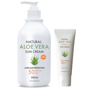 아요델 내추럴 알로에베라 톤업미백 선크림 500ml+100ml / 총2개, 2
