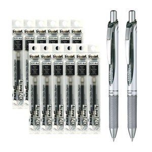 Pentel 에너겔 노크식 볼펜 0.5/0.7mm 리필 세트, 0.7mm 흑색2개+리필 흑색12개 세트