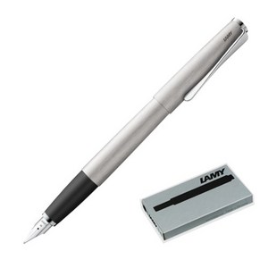 LAMY 065 스튜디오 브러쉬 스틸 만년필 + 잉크 카트리지 5p, EF, 실버(만년필), 블랙(잉크 카트리지)