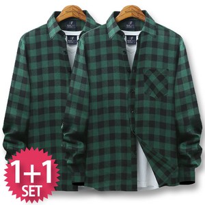 블루포스 케이시 체크 긴팔 남방 1+1세트 [2장 묶음] 남여공용 셔츠 베이직핏 [국내생산]