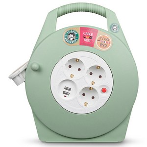 러그 케이블릴선 10M(접지3구+USB 2포트)초슬림 민트, 10m, 1개