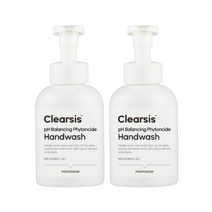 (유통기한 25.12.28) 모모쏘우 클리어시스 약산성 피톤치드 핸드워시 500ml / 편백수 200 000ppm 촉촉 손세정제, 2개