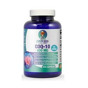 CoQ10 - Co-Enzyme Q10 - 2캡슐당 400mg - 200Veg. 모자 - 탁월한 가격 - 비 GMO - Foxxy Doc의 100일 공급 심장 및 뇌 및 세포 보충 모자가격