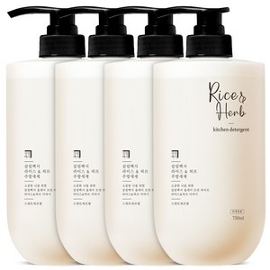 살림백서 라이스 앤 허브 주방세제 스위트허브향, 4개, 750ml