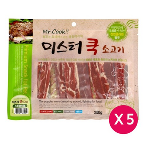 미스터쿡 강아지 스테이크 건조간식, 소고기, 300g, 5개