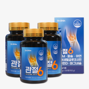 닥터신 관절6 뼈 근육 관절 건강 6in1 영양제 MSM NAG 비타민D 칼슘 마그네슘 아연, 120정, 3개