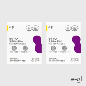 e-gl 이글 슬림 HCA 프로바이오틱스 30억보장 가르시니아 다이어트 질유산균 30포, 75g, 2개