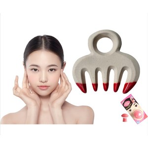 메디코치 하루 5분 미모관리 백토 도자기 괄사 얼굴 바디 두피 경락 마사지, 핑크, 1개