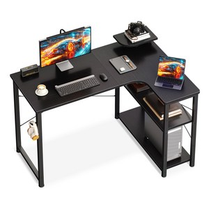 AODK 오른쪽 선반 코너형 1100 컴퓨터 데스크 헤드셋 거치대 포함 책상 ㄱ자, 검정색, 1