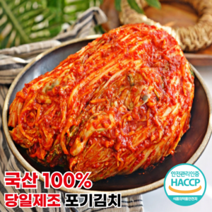 [행운김치] 100%국산 당일제조 전라도 포기김치 배추김치, 1개, 3kg