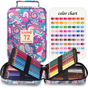 KALOUR_ 프리미엄 캔버스 패브릭 가방 유성 컬러 색연필 컬러가드 연필깎이 포함 전문가용, 핑크(PINK), 1세트, 72색