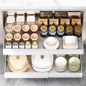 글링 무타공 슬라이딩 주방 선반 레일 싱크대 하부장 정리 수납장 서랍레일