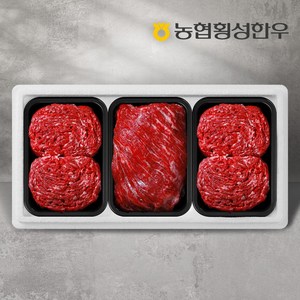 농협횡성한우 1등급 하누리정육세트 4호/국거리1팩+불고기2팩/팩당500g/총1.5kg, 1개