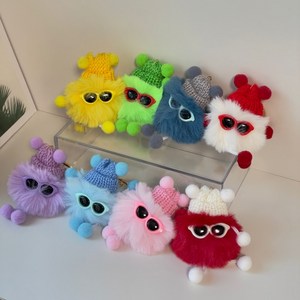 하우홈즈 폼폼 먼지 키링 에어팟 털 가방장식 키홀더 열쇠고리 인형 선물, 1개, 분홍