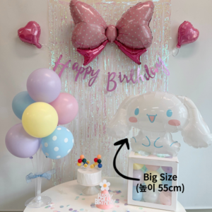 민즈셀렉트 산리오 시나모롤 대형 점보 생일 파티 풍선 고깔 생일파티 용품 세트, 1개, 시나모롤 마카롱세트