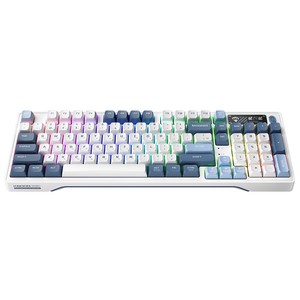 Machenike 매카닉 K600G 무선 3모드 기계식 키보드 RGB 97키 저소음 게이밍 키보드, 화이트/블루, K600G-B97, 은축