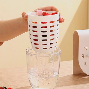 멀드 후르츠팟 과일 샐러드 도시락 통 물빠짐 컵, 1개, 핑크