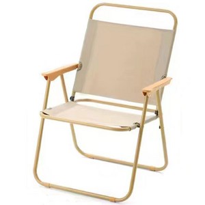감성 우드 핸들 캠핑 의자 접이식 로우 하이 체어, 대형, 베이지, 1개
