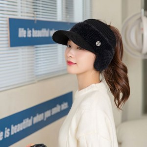 제이미 여성 겨울 방한 털모자 귀달이 기모 썬캡 모자 j0407