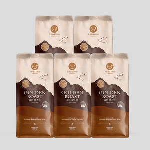 [대용량] 1kg 골든로스트 향미가좋은 고소한 아라비카100% 원두커피, 5개, 홀빈(분쇄안함)