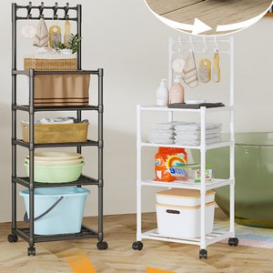 새로이 다용도 이동식 수납정리함 수납장 3단 5단 블랙 화이트