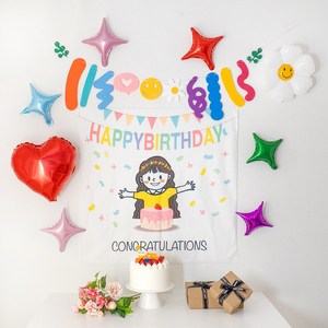 지에이엠 우리집 왕자공주를 생일이벤트 현수막 파티풍선 가랜드 생일파티용품세트, 말괄량이 공주님