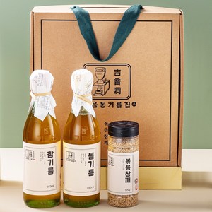[더싱싱] 저온압착 참기름 350ml+들기름 350ml+깨 100g 선물세트, 1세트