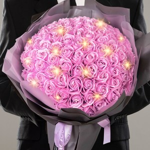아르띠콜로 100송이 led 로맨틱 꽃다발, 퍼플