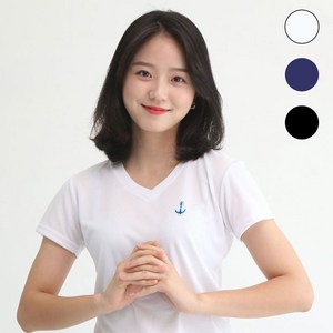 멋지군 쿨론 기능성 브이넥 닻 자수 반팔 쿨 티셔츠