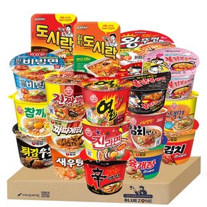 용기18종(신라면+새우탕+튀김우동+짜파게티+육개장큰사발+김치큰사발+진매+참깨+스낵면+김치라면+진짬뽕+열리면+붉닭+까르보불닭+팔도비빔면+도시락+김도+왕뚜껑), 18개