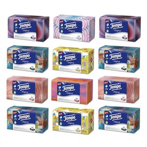 독일 직수입 정품 템포 티슈 화장지 4겹 각티슈 100매 12팩 미용티슈, 1세트
