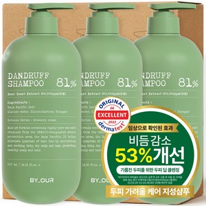 바이아우어 맥주효모 81만PPM 비듬 지성 탈모 샴푸, 3개, 1.017L