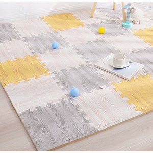 위너템 EVA 우드 퍼즐 조립매트 층간소음매트 16장 1세트, 우드매트 옐로우(31cmX31cm 16개)