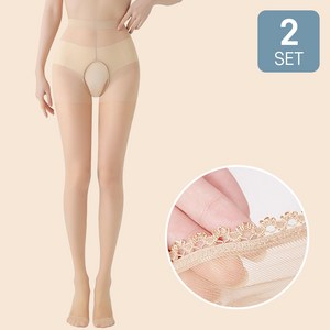 아띠Ahtty 여성용 Y존 해방 프리미엄 고탄력 밑트임 팬티 스타킹 2P 세트