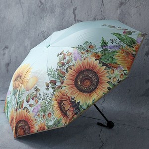 Umbrella가 한 번에 1 위를 차지했습니다. 레트로 해바라기 양면 이중 비닐 우산 3 단 아치 우산 양산
