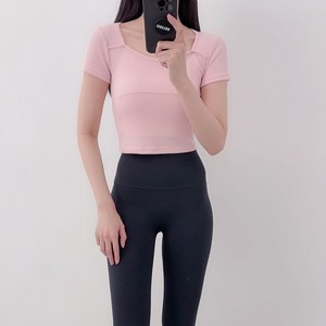 로라벨 모이 필라테스복 여성 요가복 필라테스 요가 상의 티셔츠 커버업 운동복 반팔 크롭