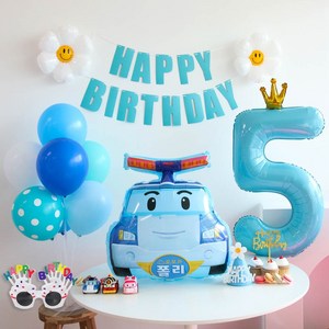 이벤트홀릭 로보카 폴리 풍선 생일파티세트, 숫자풍선 5