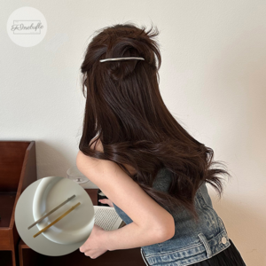 파인버플 슬림 메탈 반묶음 일자 자동핀 12cm