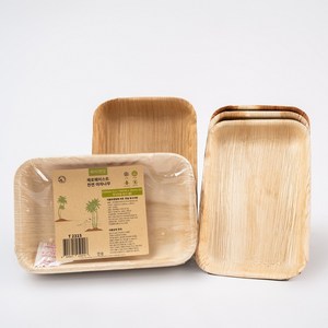 하이엔맘 천연 야자나무잎 캠핑 홈파티 직사각 접시 10개 1세트, 혼합색상, 중 ( 23cm x 3cm )