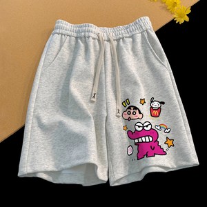 COSYEVNO 짱구 캐릭터 프린팅 반바지 캐주얼 운동바지 후드 팬츠