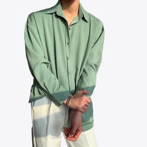 킹앤조이 드로비 아이스실크 쉬폰 드레이프 긴팔 셔츠