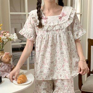 프릴 공주 파자마파티 리본 레이스 귀여운 잠옷 상하의 세트 홈웨어 데일리 실내복 여성 잠옷 세트 선샤인마켓