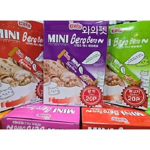 와와펫 더캣츠 미니베로베로20p 참치 연어 닭고기 3가지맛 고양이간식, 1개, 200g, 3가지맛1개씩