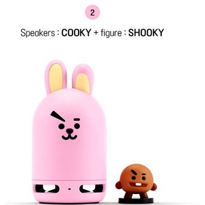 BT21 프렌즈 듀오 블루투스 스피커&피규어 아미 필수, 2번 COOKY+SHOOKY